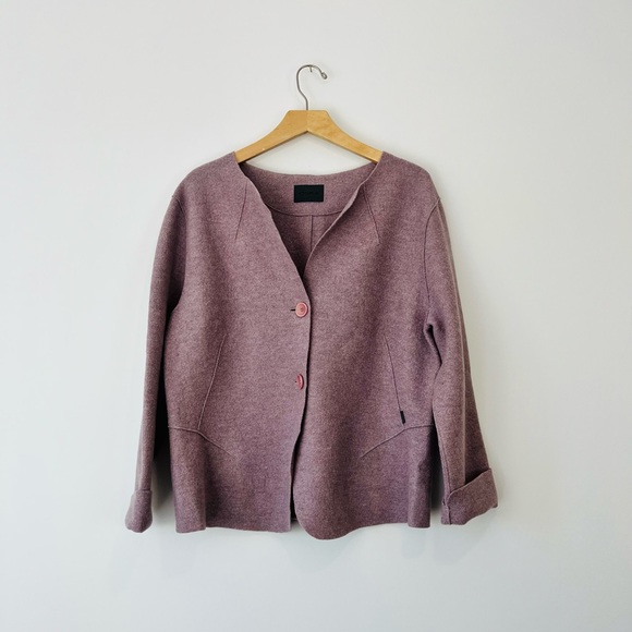 OSKA Jackets & Blazers - OSKA Lilac Purple Boiled Wool Cropped Oversized Lagenlook Jacket UK 18